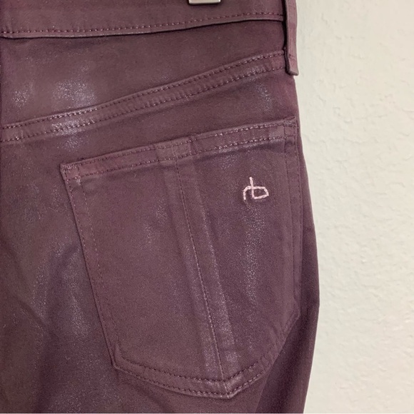 Rag & Bone Jeans Leggings Coated Womens 23 Wine Skinny Burgundy Waxed Denim - Picture 11 of 13